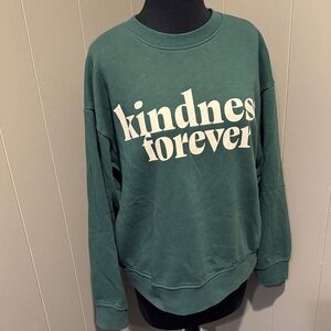 E Universal Thread pine green crewneck sweatshirt “Kindness Forever” graphic Med